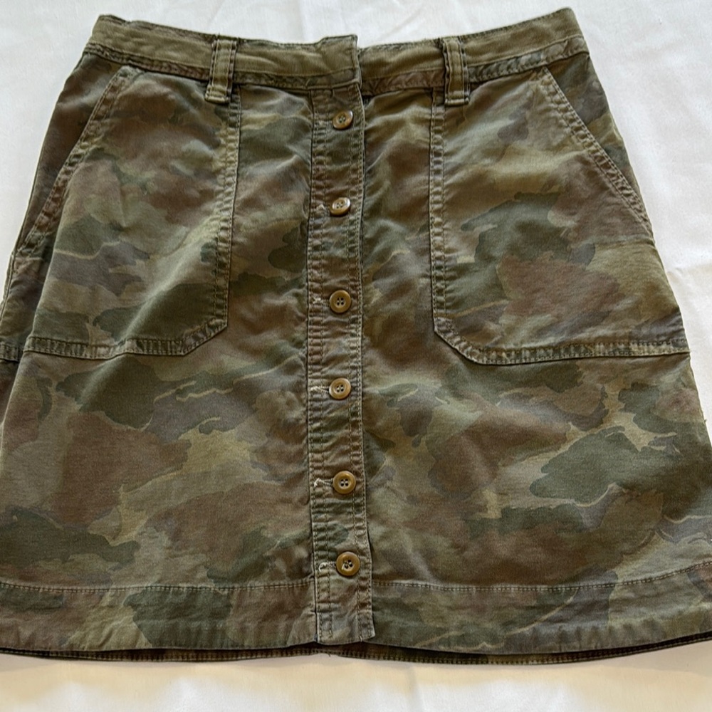 Anthropologie Green and Brown A-Line Cargo Skirt